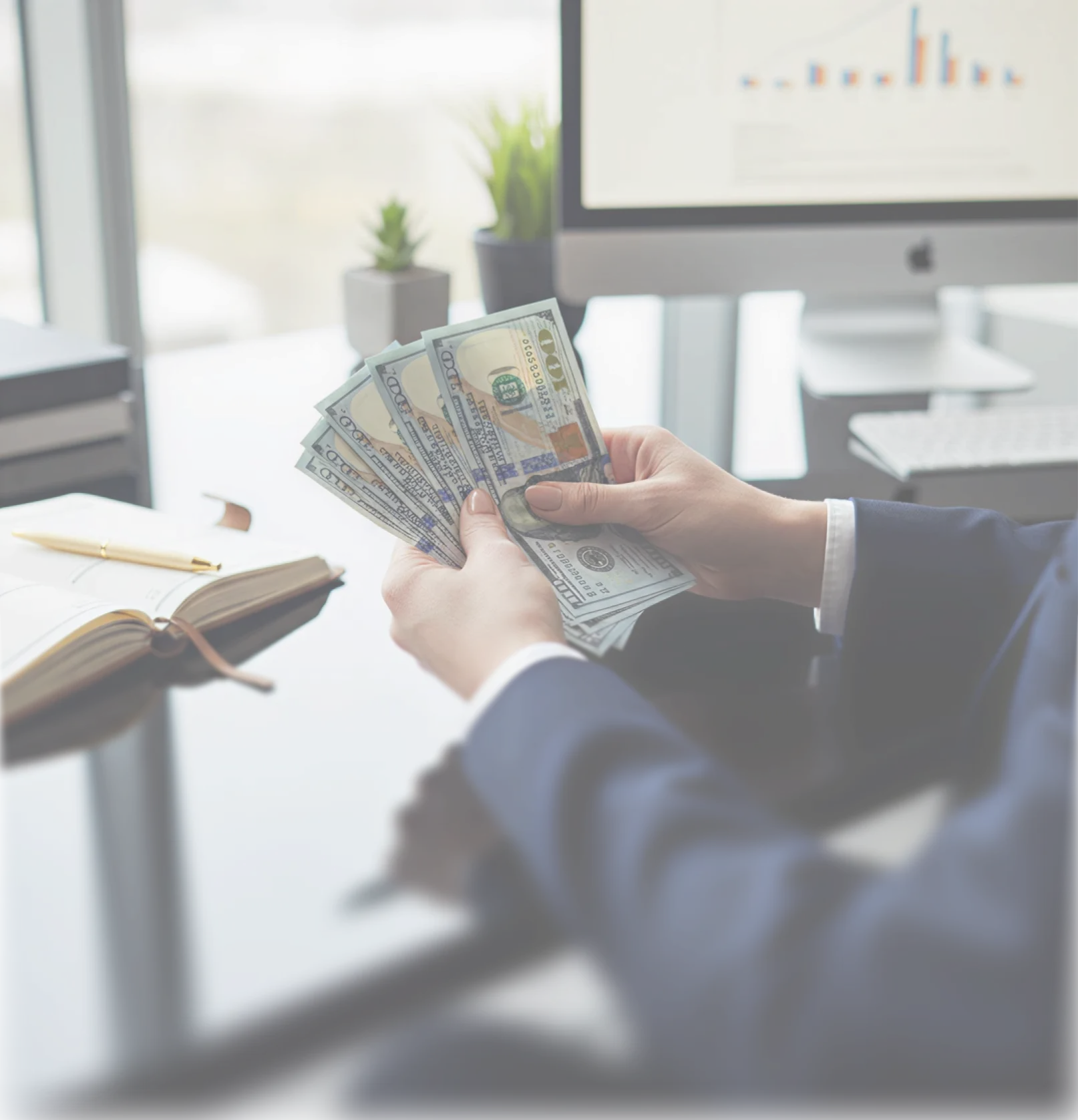Financial services professional reviewing data